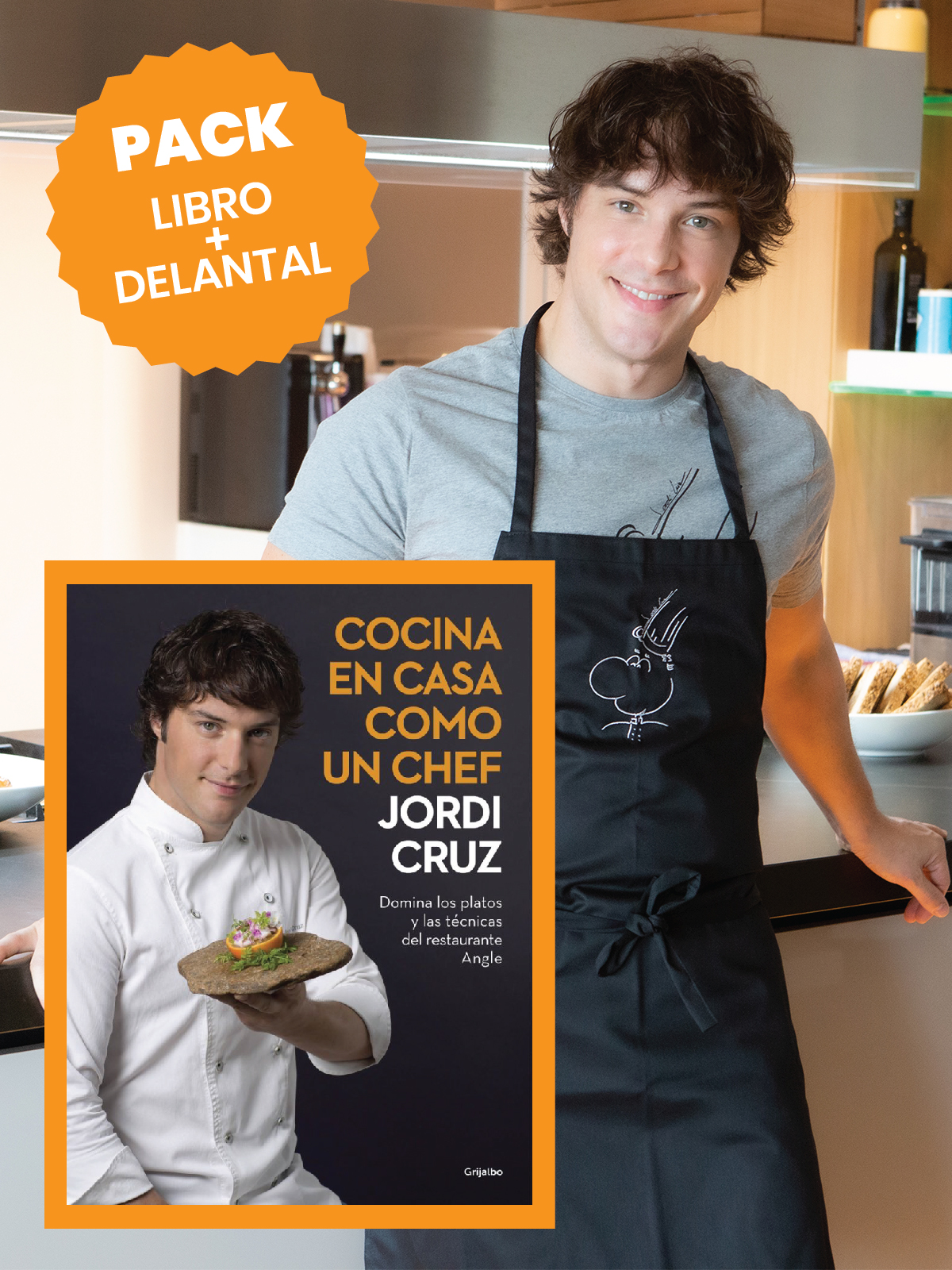 PACK: Libro Cocina en Casa como un Chef (tapa dura) + Delantal - Jordi Cruz  Mas